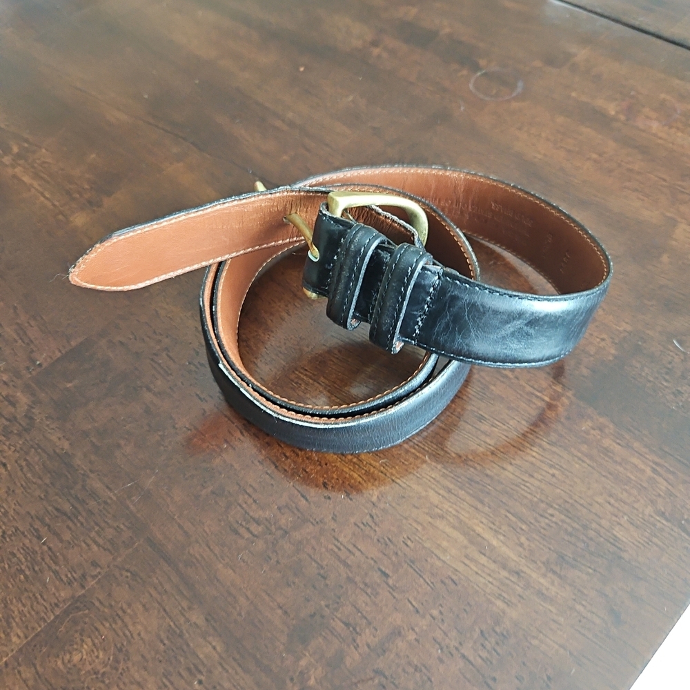Vintage Coach Black Leather Belt 1" Made in USA Size 32
